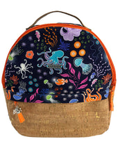Load image into Gallery viewer, Glow in the Dark Ocean Life and Cork Small Backpack