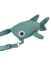 Load image into Gallery viewer, Small Teal and White Spotted Shark Crossbody Bag