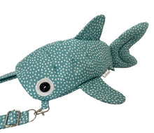 Load image into Gallery viewer, Teal and White Spotted Shark Crossbody Bag