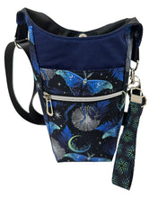 Load image into Gallery viewer, Lunar Moths Crossbody Water Bottle Bag w/Cell Phone Pouch, Zipper Pocket and Key Wristlet