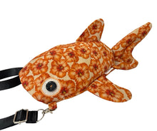 Load image into Gallery viewer, Orange Hibiscus Shark Crossbody Bag