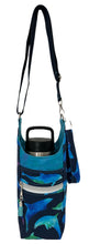 Load image into Gallery viewer, Blue Dolphins Crossbody Water Bottle Bag w/Cell Phone Pouch, Zipper Pocket and Key Fob
