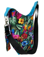 Load image into Gallery viewer, Tropical Birds Crossbody Water Bottle Bag w/Cell Phone Pouch, Zipper Pocket and Key Fob