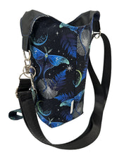 Load image into Gallery viewer, Lunar Moths Crossbody Water Bottle Bag w/Cell Phone Pouch, Zipper Pocket and Key Wristlet