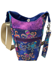 Load image into Gallery viewer, Colorful Octopus Crossbody Water Bottle Bag w/Cell Phone Pouch, Zipper Pocket and Key Fob