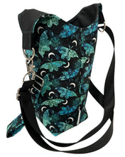 Load image into Gallery viewer, Nighttime Moths Crossbody Water Bottle Bag w/Cell Phone Pouch, Zipper Pocket and Key Wristlet