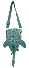 Load image into Gallery viewer, Small Teal and White Spotted Shark Crossbody Bag