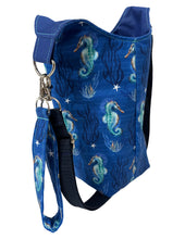 Load image into Gallery viewer, Seahorses Crossbody Water Bottle Bag w/Cell Phone Pouch, Zipper Pocket and Key Fob