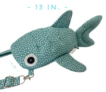 Load image into Gallery viewer, Teal and White Spotted Shark Crossbody Bag