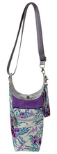Load image into Gallery viewer, Sharks (Purple) Crossbody Water Bottle Bag w/Cell Phone Pouch, Zipper Pocket and Key Wristlet