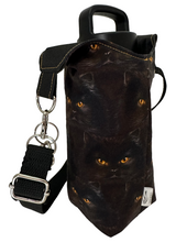 Load image into Gallery viewer, Black Cats Crossbody Water Bottle Bag w/Cell Phone Pouch, Zipper Pocket and Key Fob
