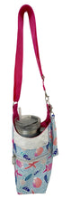 Load image into Gallery viewer, Seashells Crossbody Water Bottle Bag w/Cell Phone Pouch, Zipper Pocket and Key Wristlet