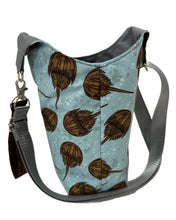 Load image into Gallery viewer, Horseshoe Crabs Crossbody Water Bottle Bag w/Cell Phone Pouch, Zipper Pocket and Key Wristlet