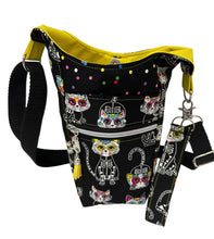 Load image into Gallery viewer, Halloween Cats Crossbody Water Bottle Bag w/Cell Phone Pouch, Zipper Pocket and Key Fob