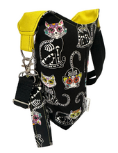 Load image into Gallery viewer, Halloween Cats Crossbody Water Bottle Bag w/Cell Phone Pouch, Zipper Pocket and Key Fob