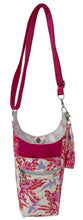 Load image into Gallery viewer, Sharks (Pink) Crossbody Water Bottle Bag w/Cell Phone Pouch, Zipper Pocket and Key Wristlet