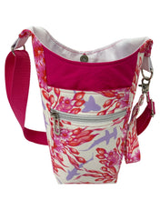Load image into Gallery viewer, Sharks (Pink) Crossbody Water Bottle Bag w/Cell Phone Pouch, Zipper Pocket and Key Wristlet