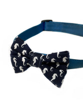Load image into Gallery viewer, Navy Blue Seahorse Dog Bow Tie