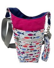Load image into Gallery viewer, Colorful Fish Crossbody Water Bottle Bag w/Cell Phone Pouch, Zipper Pocket and Key Wristlet
