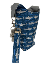 Load image into Gallery viewer, Great White Sharks Crossbody Water Bottle Bag w/Cell Phone Pouch, Zipper Pocket and Key Fob
