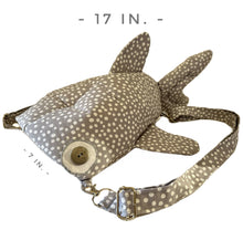 Load image into Gallery viewer, Large Grey and White Spotted Shark Backpack/Crossbody Bag
