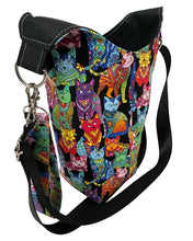 Load image into Gallery viewer, Colorful Cats Crossbody Water Bottle Bag w/Cell Phone Pouch, Zipper Pocket and Key Wristlet
