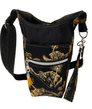 Load image into Gallery viewer, Anglerfish Crossbody Water Bottle Bag w/Cell Phone Pouch, Zipper Pocket and Key Fob
