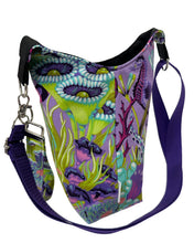 Load image into Gallery viewer, Purple Seahorse Crossbody Water Bottle Bag w/Cell Phone Pouch, Zipper Pocket and Key Wristlet
