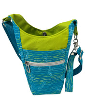 Load image into Gallery viewer, Mermaid Tails Crossbody Water Bottle Bag w/Cell Phone Pouch, Zipper Pocket and Key Wristlet
