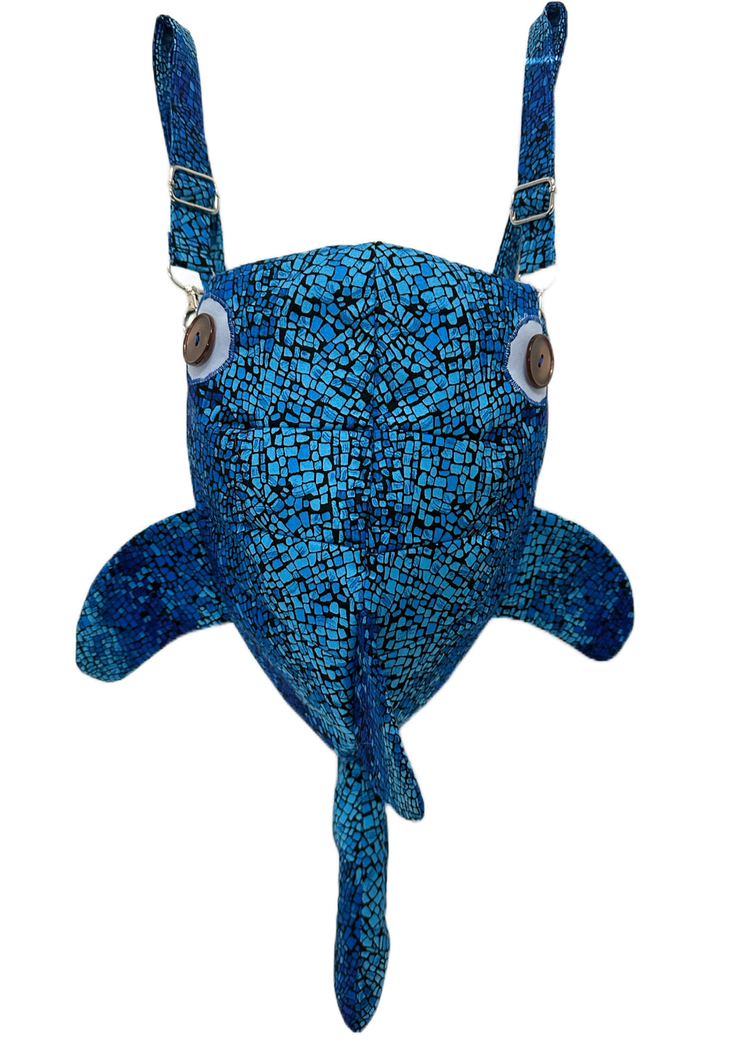Large Black and Blue Shark Backpack/Crossbody Bag