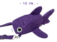 Load image into Gallery viewer, Purple Polka Dots Shark Crossbody Bag
