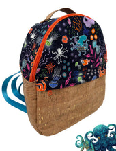 Load image into Gallery viewer, Glow in the Dark Ocean Life and Cork Small Backpack
