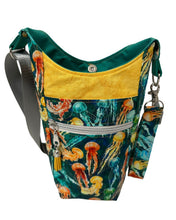 Load image into Gallery viewer, Jellyfish Crossbody Water Bottle Bag w/Cell Phone Pouch, Zipper Pocket and Key Wristlet
