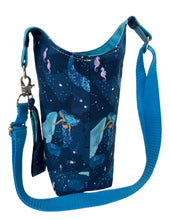 Load image into Gallery viewer, Mermaids and Whales Crossbody Water Bottle Bag w/Cell Phone Pouch, Zipper Pocket and Key Wristlet
