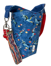 Load image into Gallery viewer, Scuba Divers Crossbody Water Bottle Bag w/Cell Phone Pouch, Zipper Pocket and Key Fob
