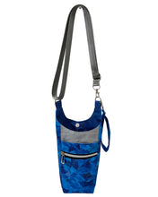 Load image into Gallery viewer, Deep Blue Eagle Rays Crossbody Water Bottle Bag w/Cell Phone Pouch, Zipper Pocket and Key Wristlet
