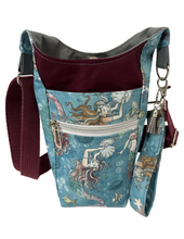 Load image into Gallery viewer, Mermaid Wishes Crossbody Water Bottle Bag w/Cell Phone Pouch, Zipper Pocket and Key Fob
