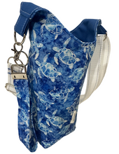 Load image into Gallery viewer, Blue Sea Turtles Crossbody Water Bottle Bag w/Cell Phone Pouch, Zipper Pocket and Key Fob
