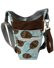 Load image into Gallery viewer, Horseshoe Crabs Crossbody Water Bottle Bag w/Cell Phone Pouch, Zipper Pocket and Key Wristlet
