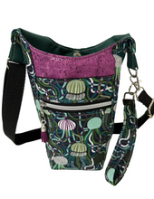 Load image into Gallery viewer, Jellyfish Crossbody Water Bottle Bag w/Cell Phone Pouch, Zipper Pocket and Key Fob

