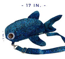 Load image into Gallery viewer, Large Black and Blue Shark Backpack/Crossbody Bag
