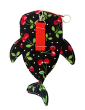 Load image into Gallery viewer, Cherry &amp; Polka Dots Small Shark Pouch with Clip
