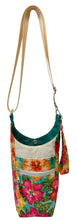 Load image into Gallery viewer, Hibiscus Crossbody Water Bottle Bag w/Cell Phone Pouch, Zipper Pocket and Key Wristlet
