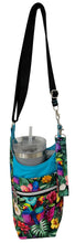 Load image into Gallery viewer, Tropical Birds Crossbody Water Bottle Bag w/Cell Phone Pouch, Zipper Pocket and Key Fob
