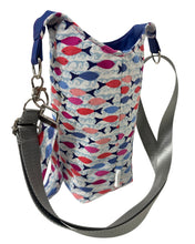 Load image into Gallery viewer, Colorful Fish Crossbody Water Bottle Bag w/Cell Phone Pouch, Zipper Pocket and Key Wristlet
