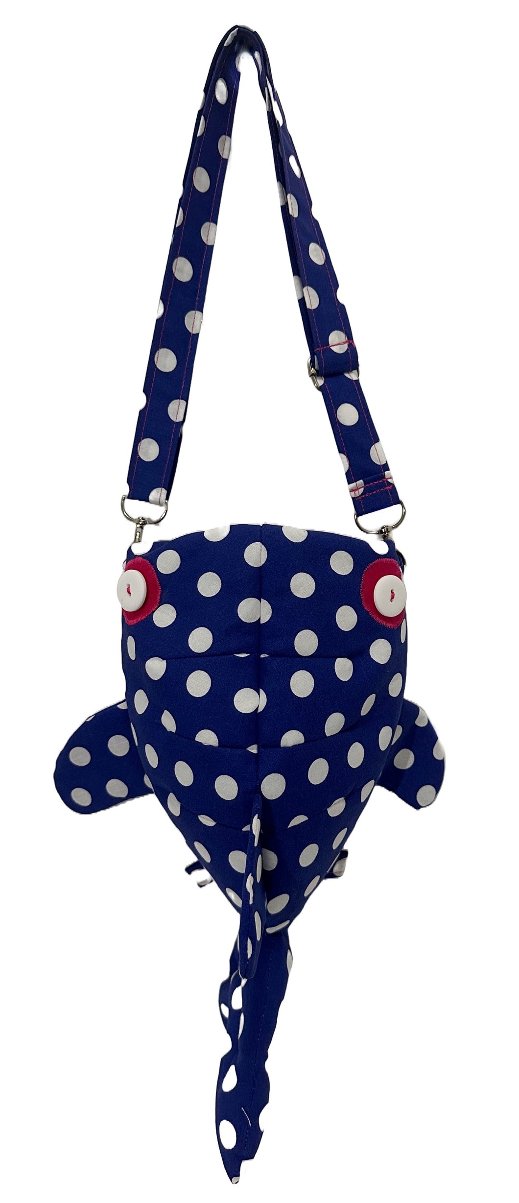 Blue and White Polka Dot Shark Crossbody Bag