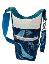 Load image into Gallery viewer, Mermaids and Whales Crossbody Water Bottle Bag w/Cell Phone Pouch, Zipper Pocket and Key Wristlet
