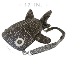 Load image into Gallery viewer, Large Grey With White Spots Shark Backpack
