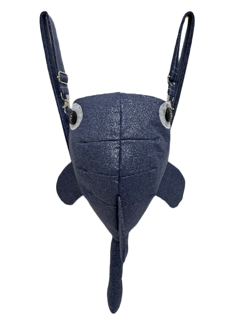 Melissa’s Custom Large Navy Blue Shark Backpack/Crossbody Bag