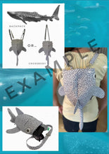 Load image into Gallery viewer, Large Aqua and White Whale Shark Backpack/Crossbody Bag
